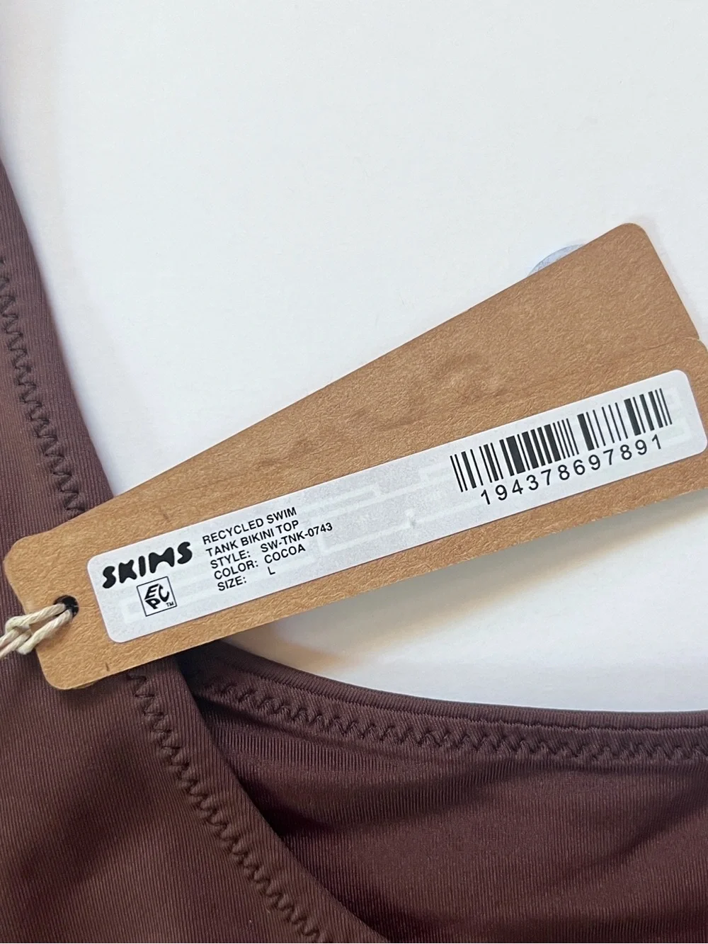 NWT 🐻 SKIMS swim tank bikini top in cocoa (brown). LARGE